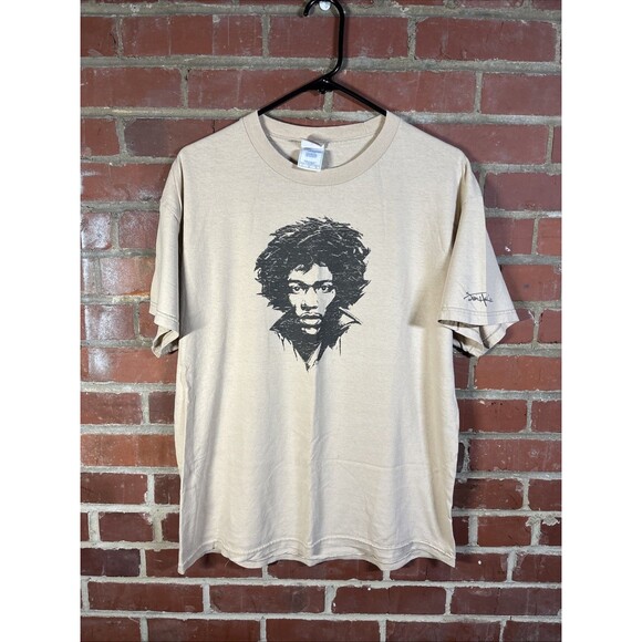 Vintage Y2k Jimi Hendrix Shirt 2005 Experience Rock Portrait Tan Adult Large - Picture 1 of 6